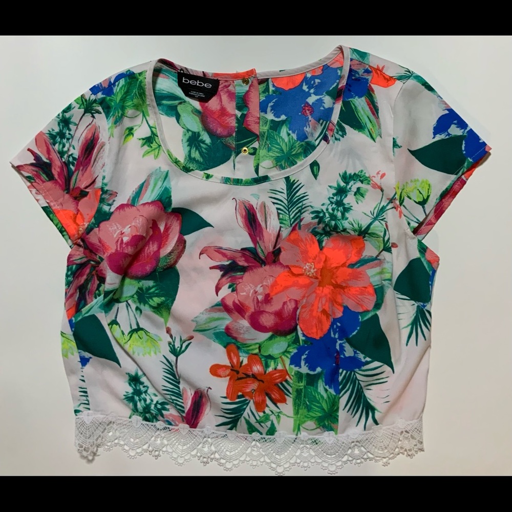 Bebe tropical floral crop top